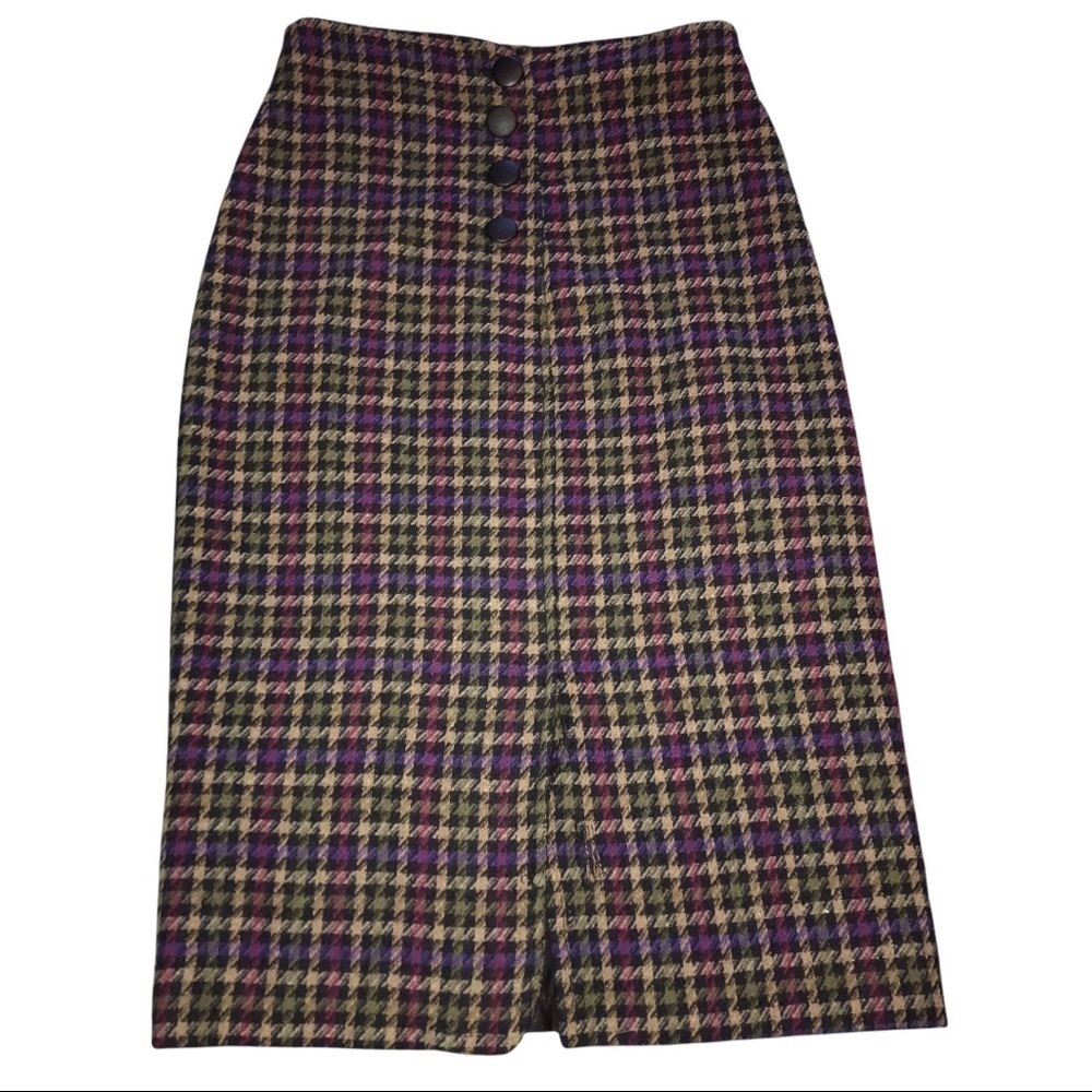 Vintage 100% Wool Tartan Plaid Pencil Skirt Size 4 - Picture 2 of 9
